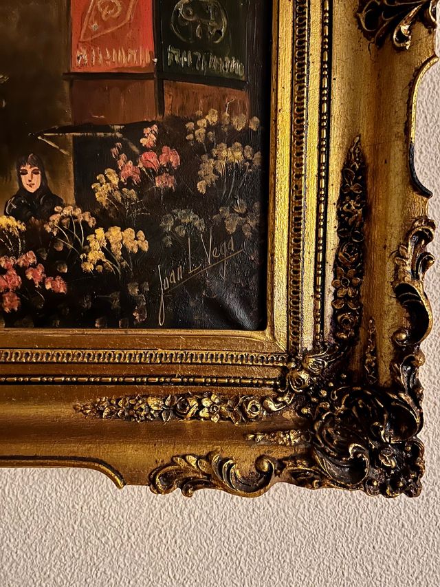 Pintura sobre lienzo y marco