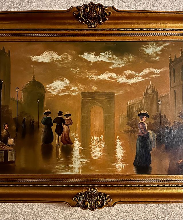 Pintura sobre lienzo y marco