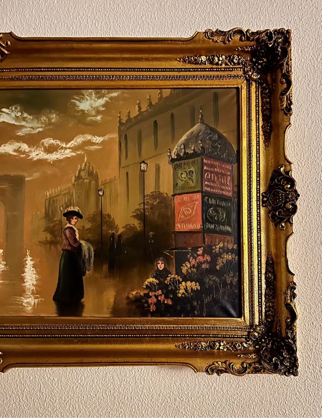 Pintura sobre lienzo y marco