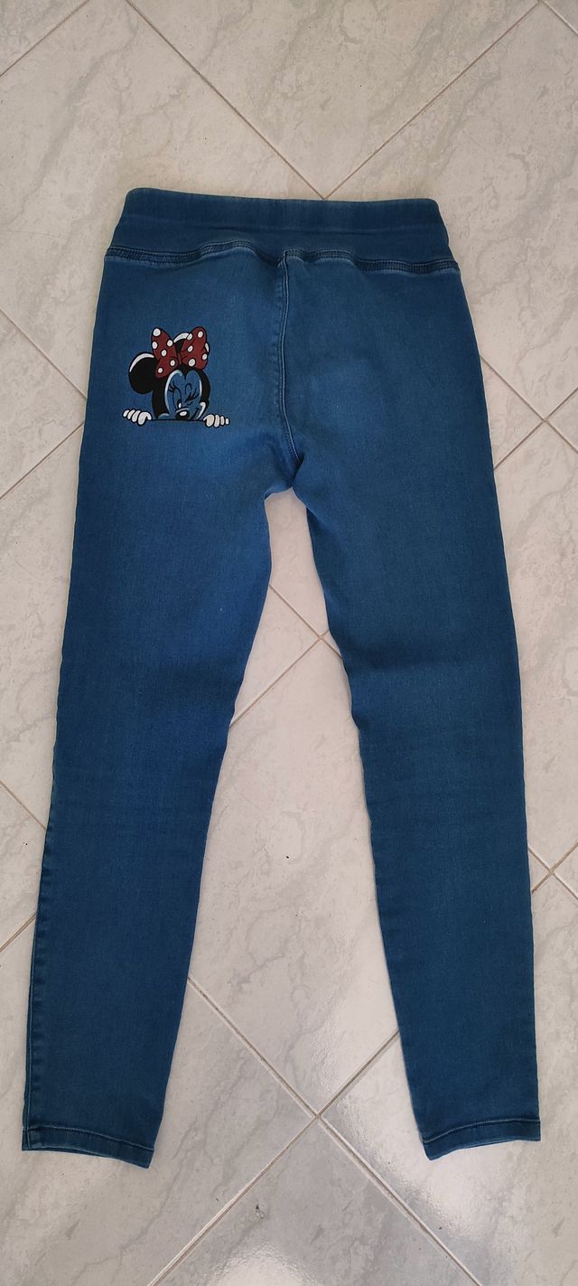 Jeans legging donna con Topolino e Minnie dipinti