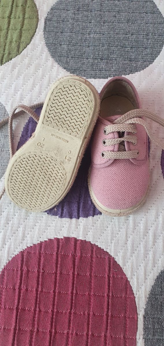 Alpargata niña ceremonia lino talla 25 rosa