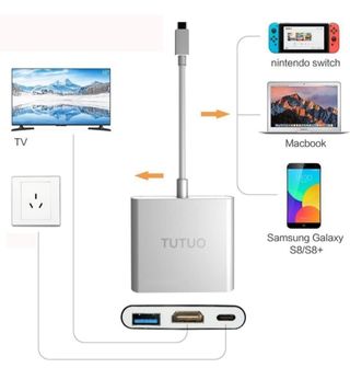 Adaptador HDMI HUB USB tipo C de 3 en 1 para el in