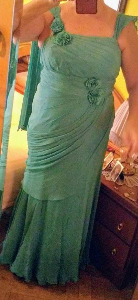 vestido largo fiesta T-46 turquesa