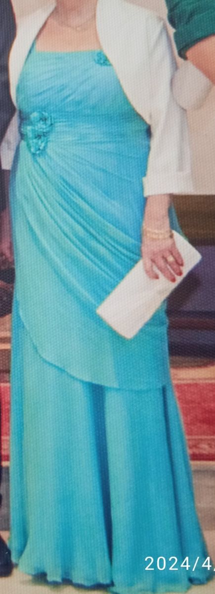 vestido largo fiesta T-46 turquesa