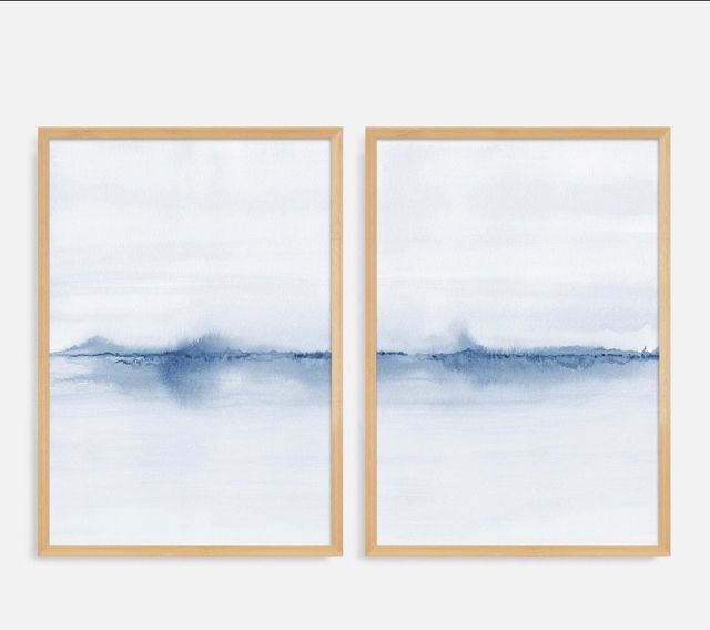 Cuadros dobles Ola de Mar abstracta con Marcos XXL