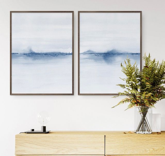 Cuadros dobles Ola de Mar abstracta con Marcos XXL