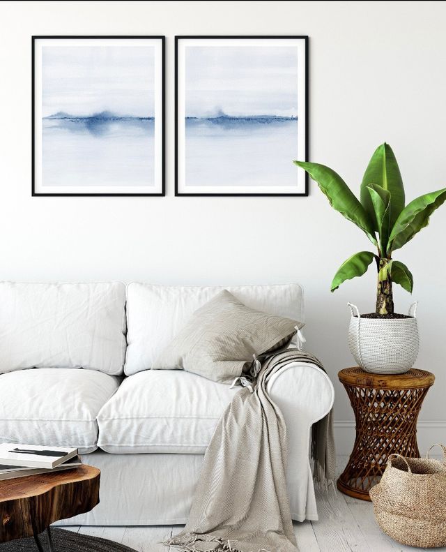 Cuadros dobles Ola de Mar abstracta con Marcos XXL