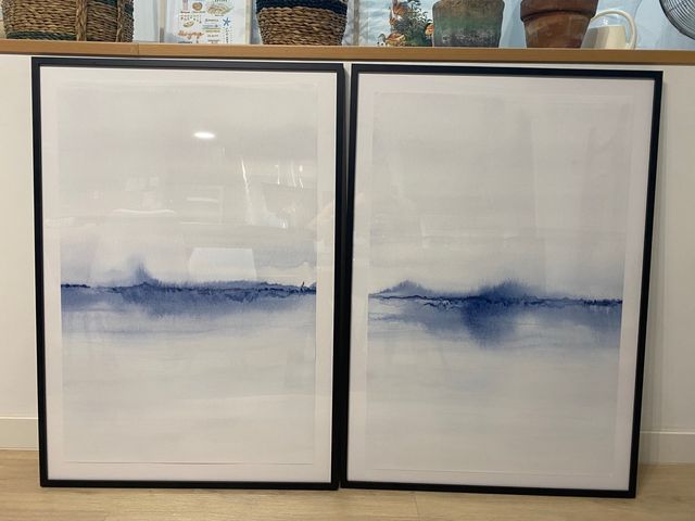 Cuadros dobles Ola de Mar abstracta con Marcos XXL