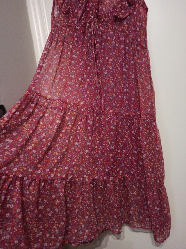 Vestido de verano estampado de flores tono rosa