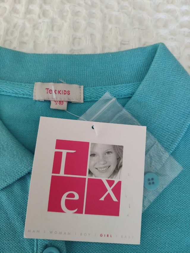 Polo niña turquesa T: 9-10