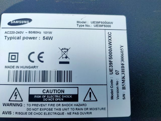 TV SAMSUNG UE39F5000AW