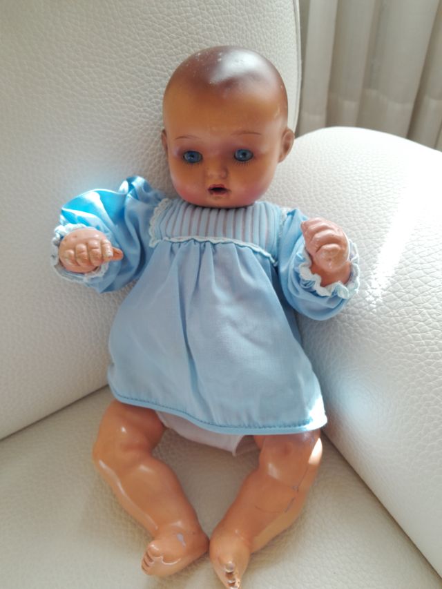 Muñeco bebé antiguo cartón piedra