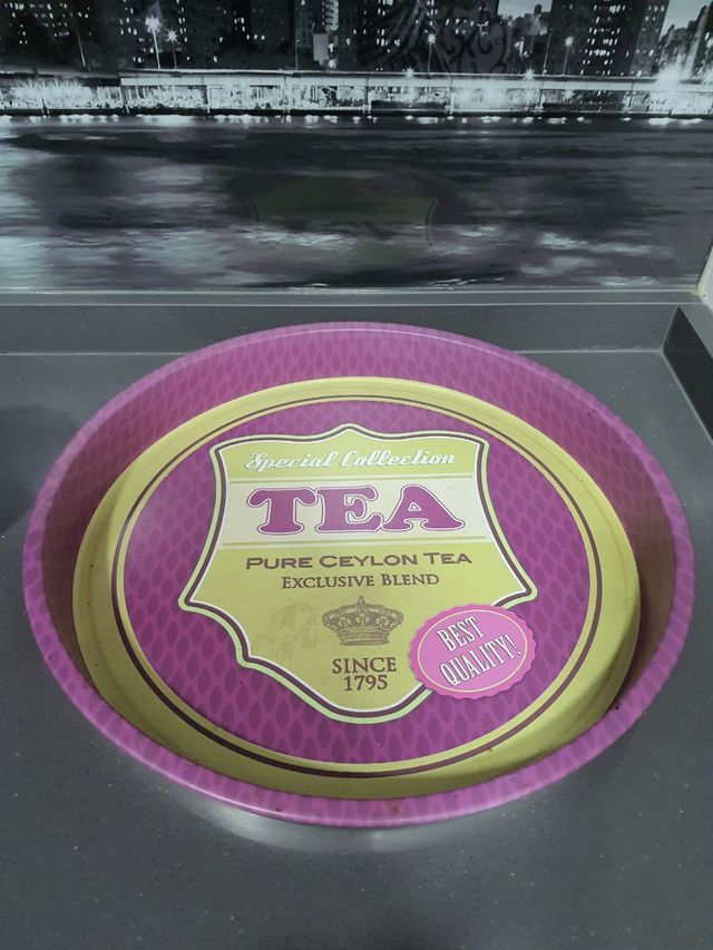 Conjunto cocina bandeja, servilletero, 2 cajas té