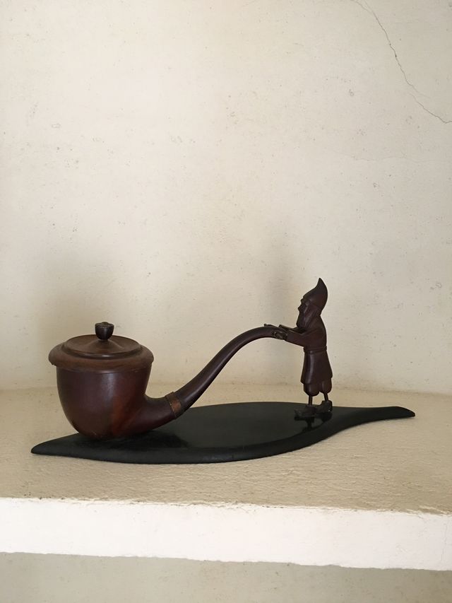 Decorazione vintage antica a forma di frusta Caixa, scatola in legno