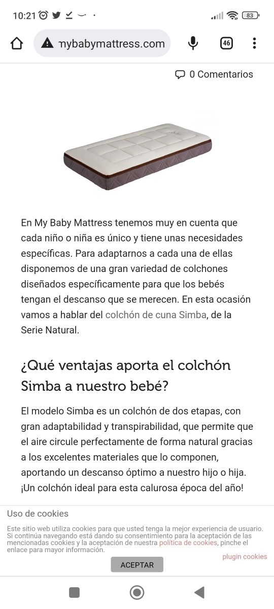 Colchón cuna Symba Baby Mattress