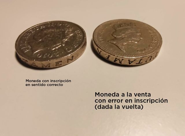 Moneda 1 libra Inglaterra error acuñación RARA