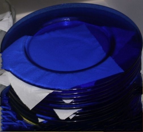 Platos de Presentación, bajo plato, azul italiano