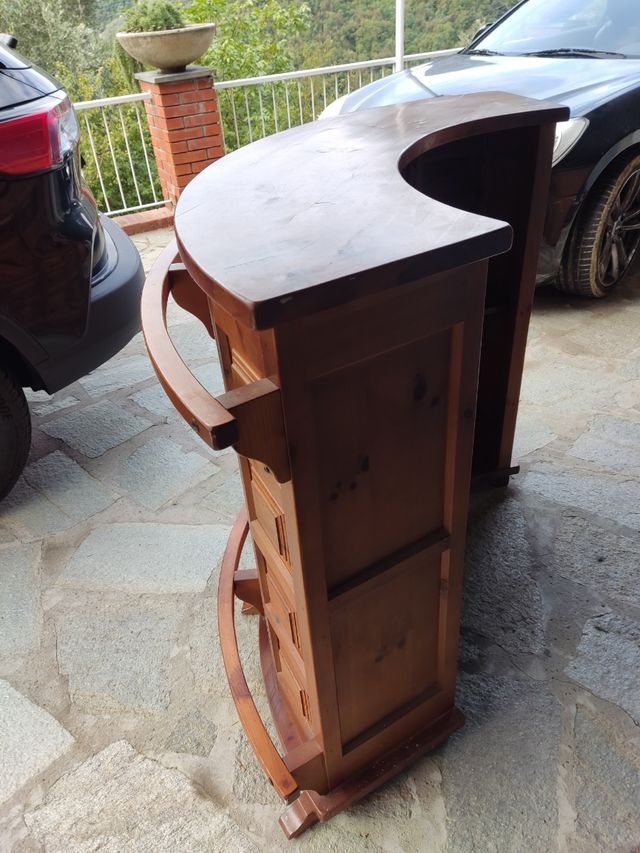 Bancone Bar angolare Vintage con Sgabello