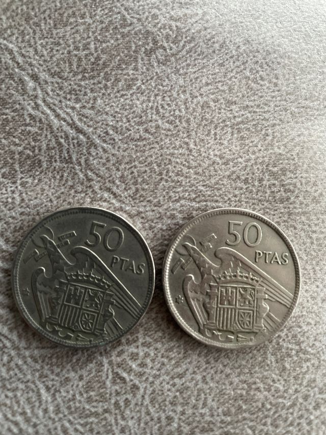 2 monedas 50 ptas franco 1957