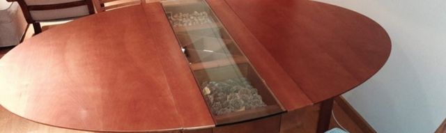 MESA +4 SILLAS (PLEGABLE OVALADA) DE  CEREZO