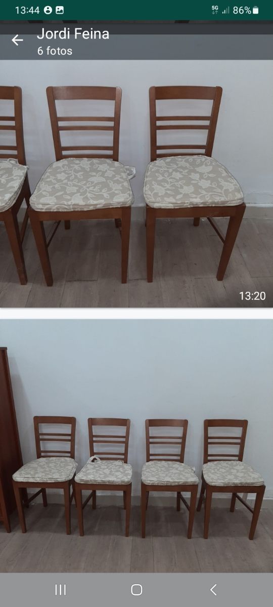 MESA +4 SILLAS (PLEGABLE OVALADA) DE  CEREZO