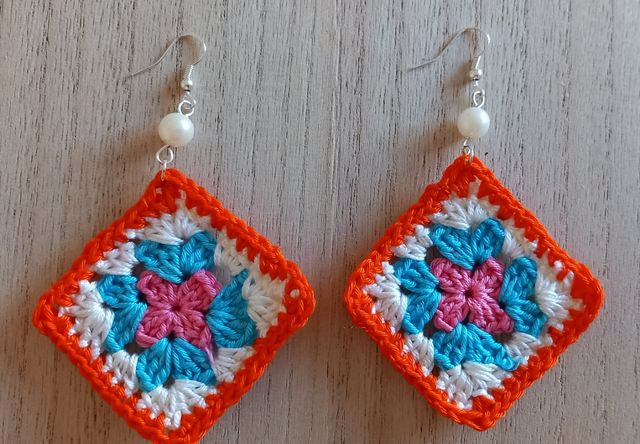orecchini donna crochet granny square fatto a mano