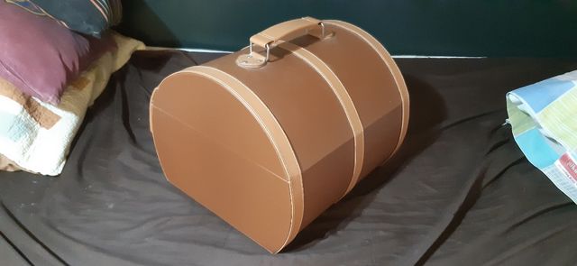 Estojo rígido bege e marrom