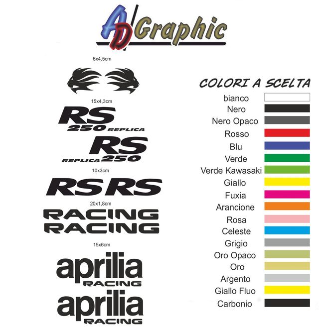 kit adesivi sticker aprilia rs 250 replica