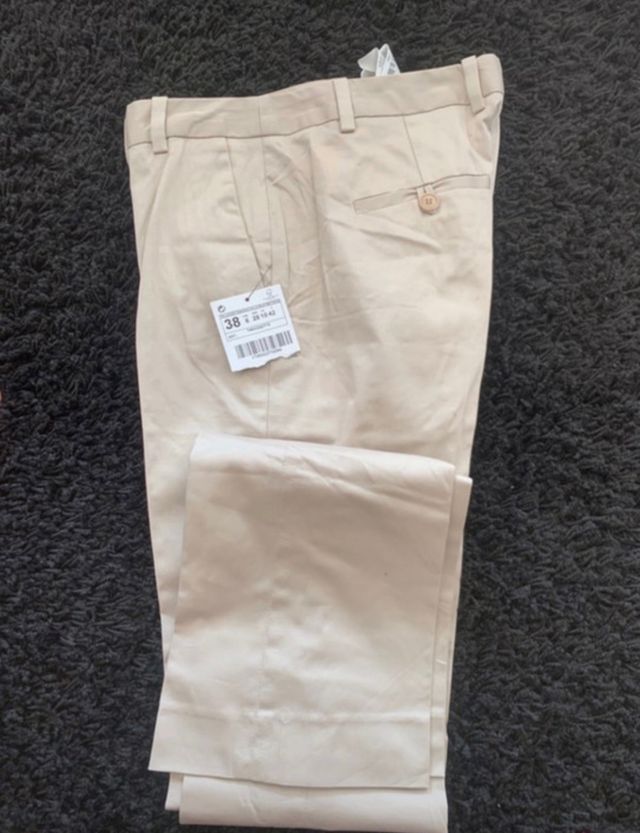 Pantalones crema Zara ,talla 38