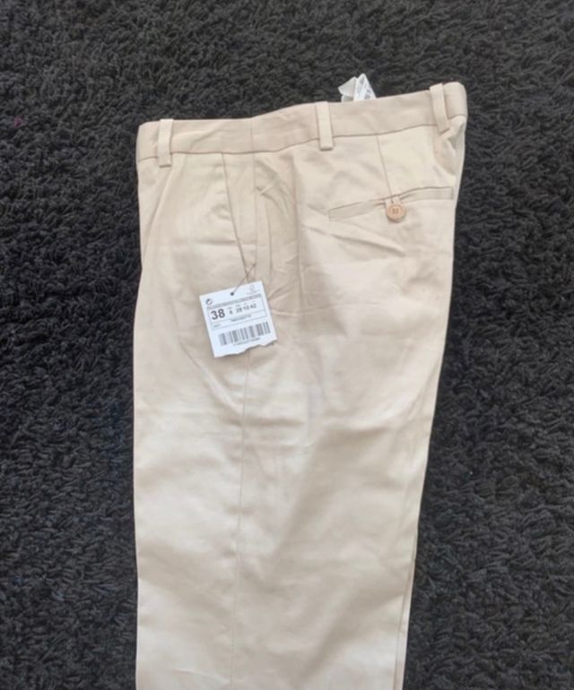 Pantalones crema Zara ,talla 38