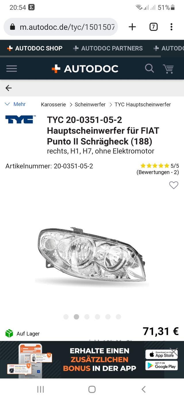 Focos fiat punto 1.4