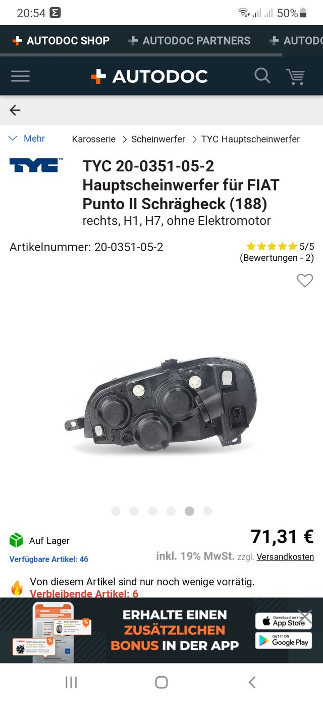 Focos fiat punto 1.4