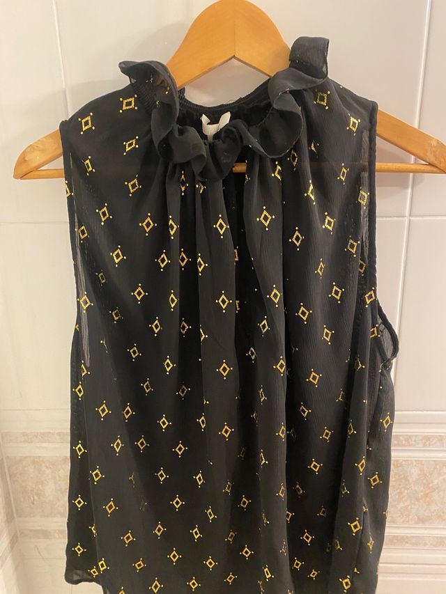 BLUSA MUJER S/MANGAS. FIESTA. Con transparencias. 