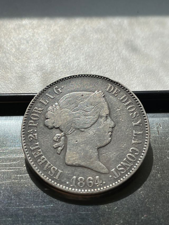 10 reales, Isabel II, 1864, escasa