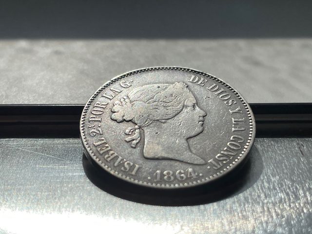 10 reales, Isabel II, 1864, escasa