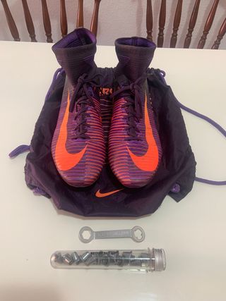 tenis nike mercurial blanco con naranja