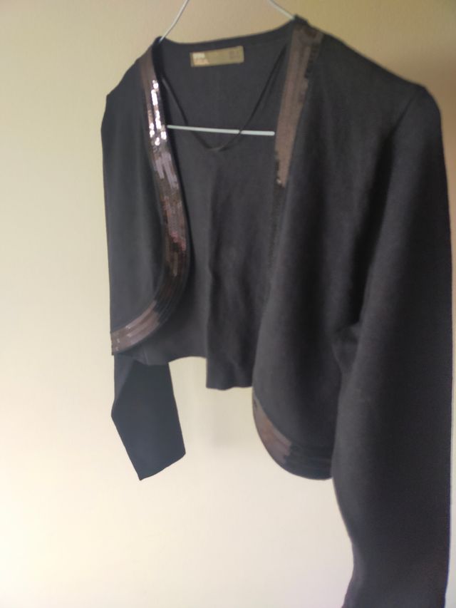 Chaqueta bolero punto con lentejuelas