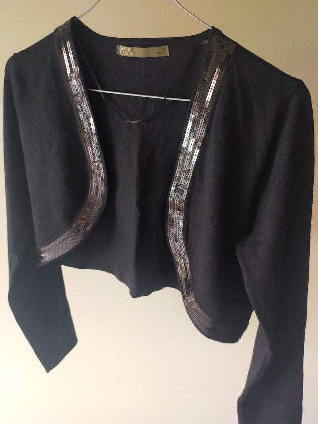 Chaqueta bolero punto con lentejuelas