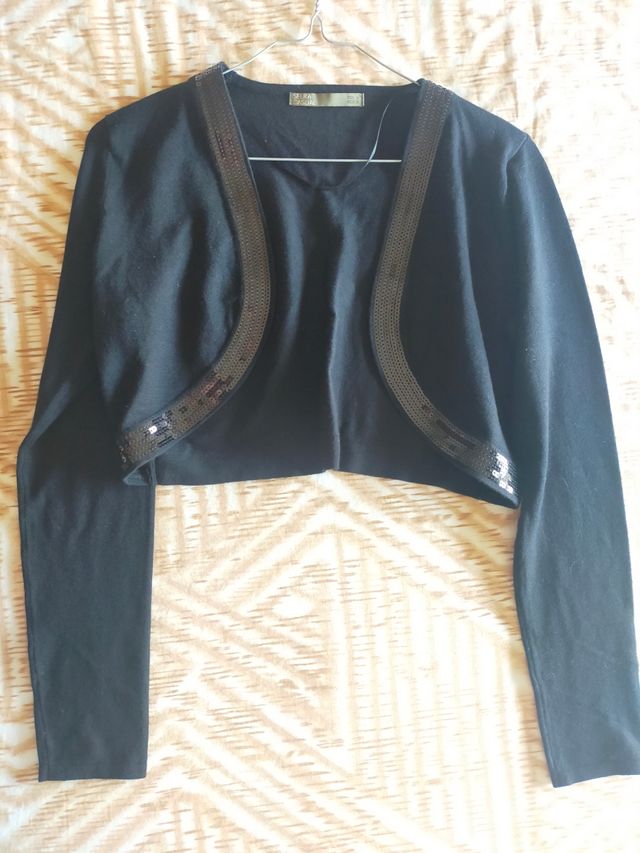 Chaqueta bolero punto con lentejuelas