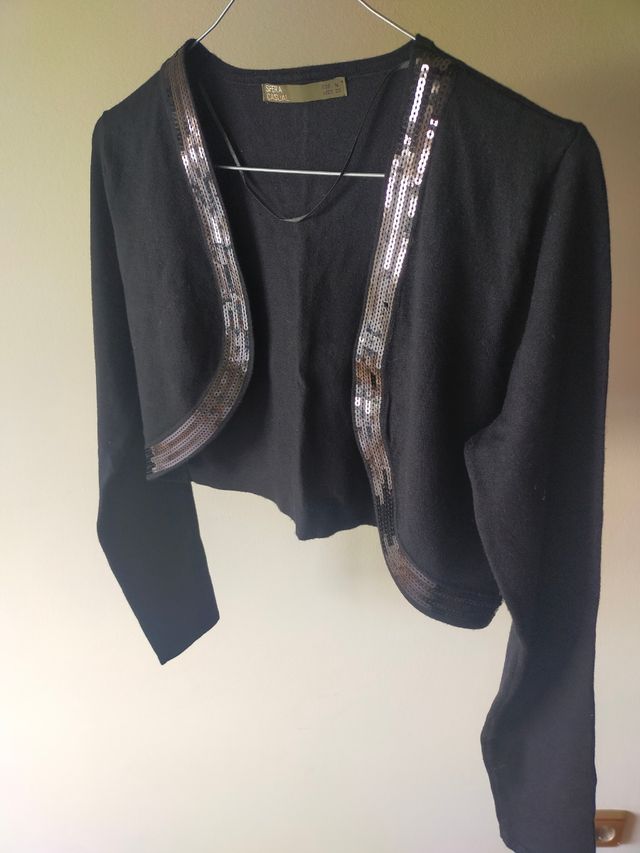 Chaqueta bolero punto con lentejuelas