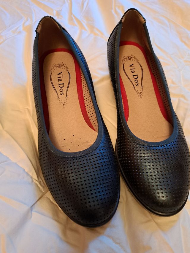 zapatos cuña azul marino