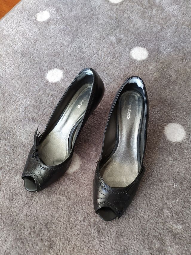 Zapato de piel de tacón negro 38 Fosco