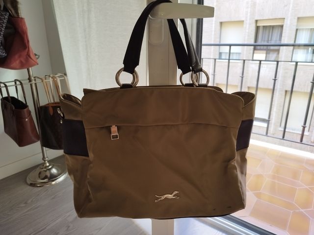 bolso nailon beige Bimba y Lola seminuevo