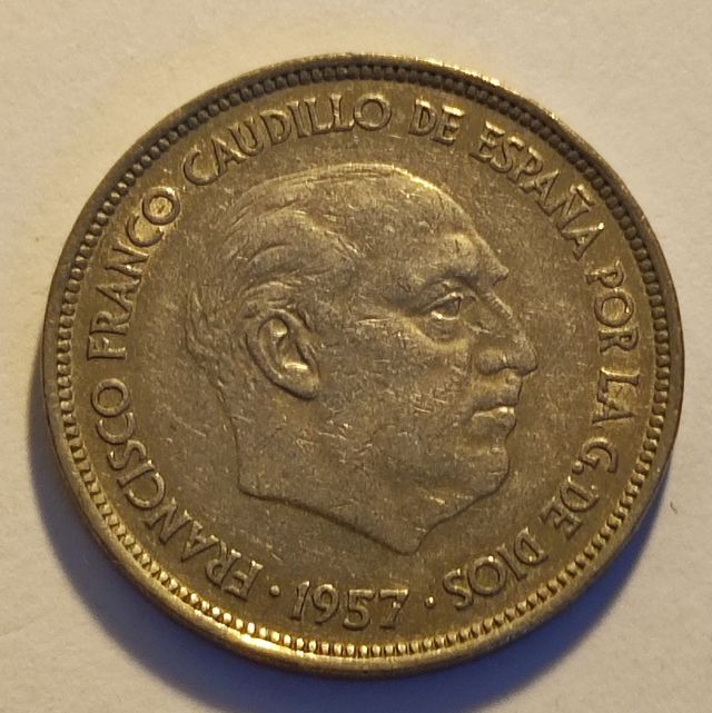 F6 Moneda 25 pesetas Franco 1957 71 MBC