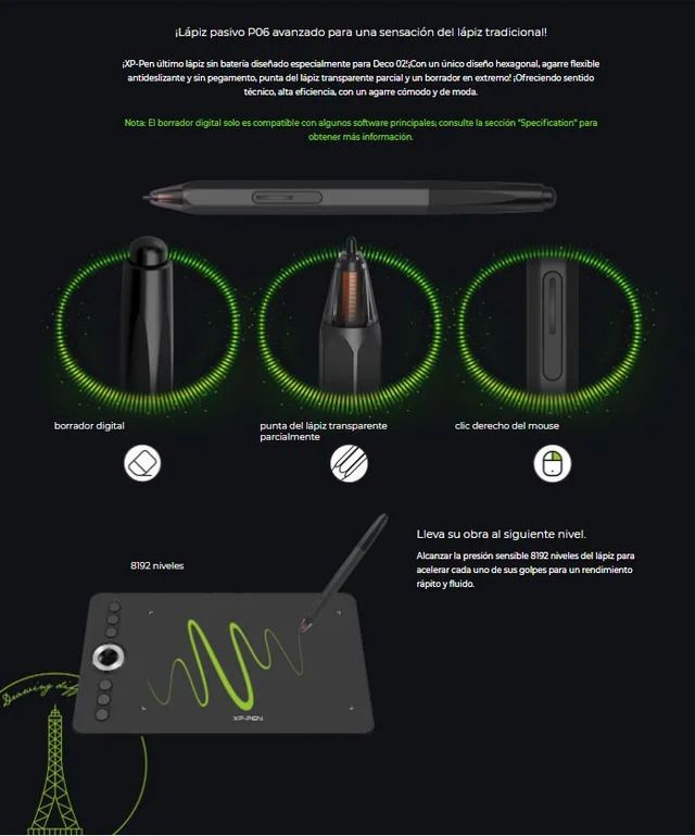 Tableta gráfica XP-Pen Deco02 para dibujo y diseño