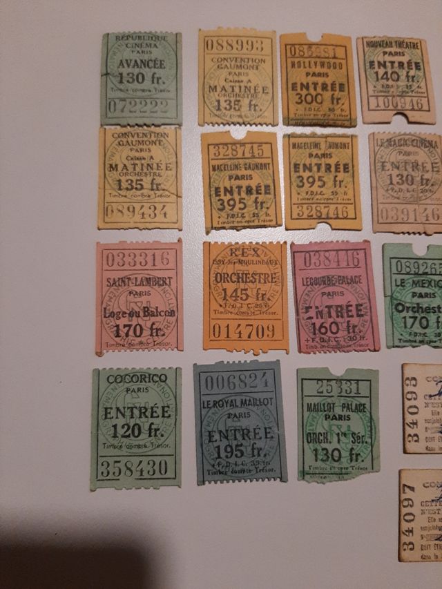 Colección entradas espectáculos Paris 1950 y tren