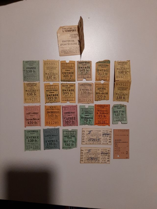 Colección entradas espectáculos Paris 1950 y tren