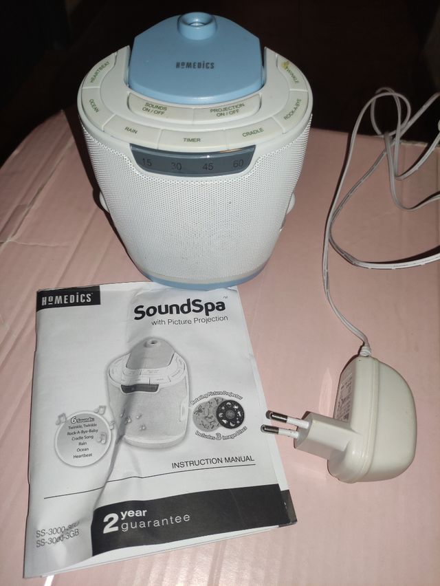 Maquina sonidos y proyector bebe homedics soundspa