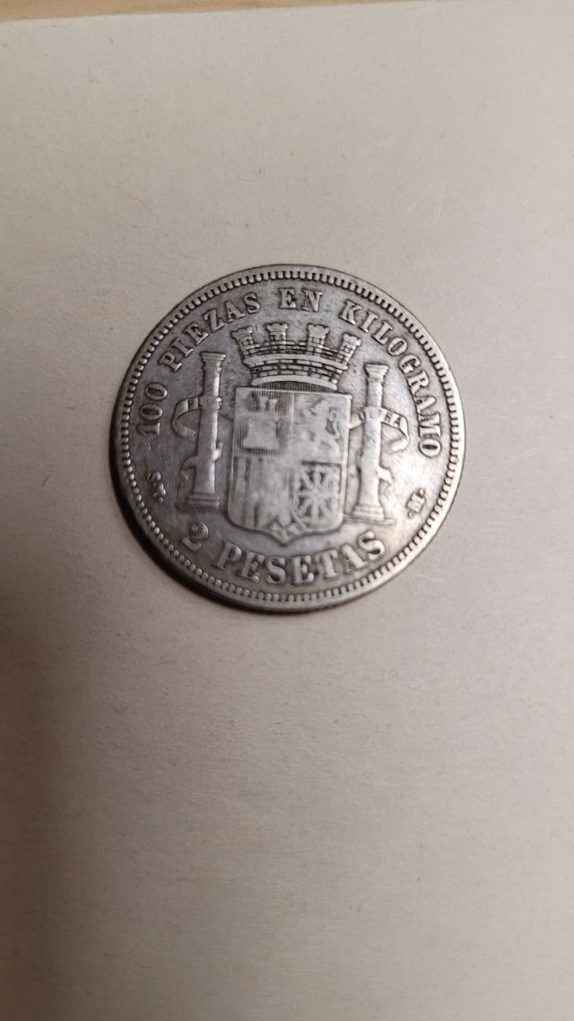 Moneda plata 2 pts 1869