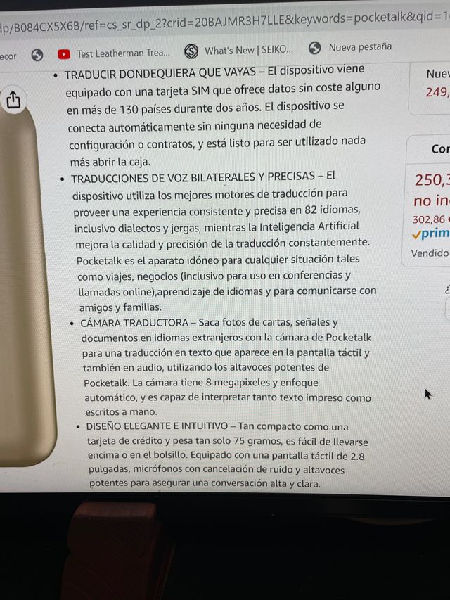 Traductor pocketalk s de voz y camara